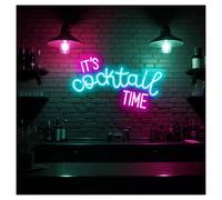 Lampada segnaletica Luci Al Neon It's Cocktail Time Con Luminosità Regolabile, Adatte Per Decorazioni Murali Da Studio, Club E Negozi, 26cmx43cm(D)