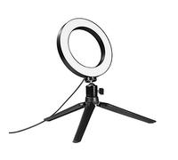 Lampada Selfie LED Tonda 64 Luci, 10 Livelli Regolabile e Temperatura Colore Cambiabile, 200MM USB Alimentata - Tripode Telescopico, Rotazione 360° per Trucchi e Streaming (tipo 3)