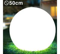 BAKAJI Lampada Design Sfera da Giardino Diametro 50 cm Luce Illuminazione Esterno da Terra o Tavolo Attacco E27 Lampadina Max 25W Colore Bianco con Picchetti di Fissaggio al Terreno (50 cm)