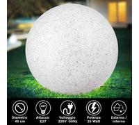 Lampada Sfera Giardino 40cm Luce Esterno Bianco Pietra E27 Decorazione Esterno