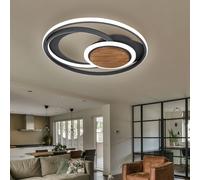 Lampada Soffitto di Legno Luci Soggiorno Ring-Design LED Metallo Grafite D 49 CM