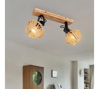 Lampada Soffitto Faretti 2 Fiamma Luci Soggiorno Simil Legno Big Luce [EEK: Non valutato]