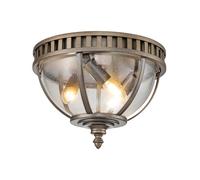 Lampada Soffitto Luce per Esterni Plafoniera Bronzo da Giardino Patio Vetro