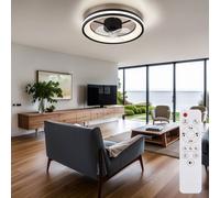 Lampada Soffitto Ventilatore da Camera Letto Nero LED Telecomando Cct