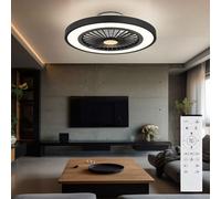 Lampada Soffitto Ventilatore IN Camera da Regolabile LED Telecomando Cct Nero