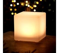 Lampada solare a forma di cubo LED in plastica, luce bianca calda, 30 cm, illuminazione decorativa giardino, effetto vetro smerigliato, per terrazza
