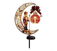 Lampada solare a forma di luna in resina, 25 cm, resistente alle intemperie | Ricarica automatica dal sole, LED bianco caldo, ad alta efficienza energetica, sensore dal tramonto all'alba