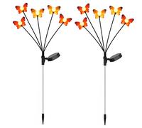 Lampada solare a innesto Luce da giardino a LED farfalla multicolore punta di terra, metallo plastica, LED, H 68 cm, set di 2