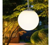 Lampada solare a LED a sospensione lampada da balcone globo bianco luce esterna anello in gomma, plastica, 4x LED bianco caldo, DxH 20x75 cm