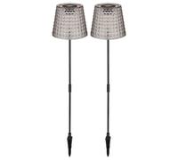 Lampada solare a LED decorazione da giardino lampada da esterno luce di cristallo, plastica nera color fumo, batteria IP44 picchetto, bianco caldo 3000K, set di 2, H 60 cm