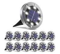 Lampada solare a LED in acciaio inox, per terrazze, giardini, faretti con picchetto per percorsi esterni, robuste lampade da terra con interruttore crepuscolare automatico, a risparmio energetico (A
