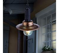 Lampada solare a LED Lampada da balcone Lampada a sospensione Lampada da esterno industriale Lanterna, Metallo scuro Vetro trasparente, DxH 15,5x50 cm