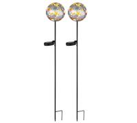 Lampada solare a LED picco a terra decorazione giardino foglie d'acero patio lampada plug-in, grigio argento, bianco caldo, DxH 12x91,5 cm, set di 2