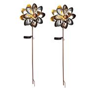 Lampada solare a LED ruota del vento spina da giardino luce esterna fiore design lampada da patio, metallo oro, argento ruggine, bianco caldo, LxLxH 23 x 12,5 x 92 cm, 2x