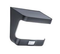 Lampada solare a LED Try, moderna lampada solare in alluminio e plastica bianca in nero, pannello solare e batteria, lampada da parete con rilevatore di movimento e interruttore on/off, 8 W, 500