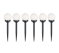 Lampada solare a sfera da giardino con spina, lampada a sfera con picchetto, bianco grigio, LED bianco caldo, PxA 10x39 cm, set da 6