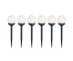 Lampada solare a sfera da giardino con spina, lampada a sfera con picchetto, bianco grigio, LED bianco caldo, PxA 10x39 cm, set da 6