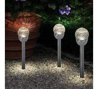 Lampada Solare a Sfera da Giardino Spiedo Decorazione IP44 Argento LED 3x