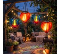 Lampada Solare a Sospensione da Giardino LED Pallone Aerostatico H 45 cm Set 4 [EEK: Non valutato]