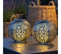 Lampada Solare a Sospensione da Tavolo Esterno Giardino Sfera Nero LED 2er Set [EEK: Non valutato]
