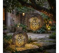 Lampada solare a sospensione decorazione giardino LED giardino rotonda luce da tavolo design, plastica nero argento, 1x LED, DxH 18x17 cm, set di 3