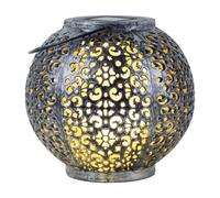 Lampada solare a sospensione decorazione giardino LED giardino rotondo luce esterna lampada a sospensione da tavolo in design palla, plastica nero argento, 1x LED, DxH 18x17 cm