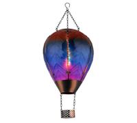 Lampada solare a sospensione mongolfiera da esterno lampada colorata effetto fuoco da balcone, metallo vetro, 24x 0,5W bianco caldo, DxH 25x58 cm