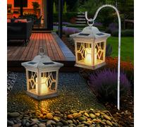 Lampada Solare Da Esterno Con Picchetto In Vetro Bianco LED Set Di 2