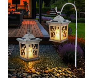 Lampada Solare a Spiedo Esterno da Giardino Chiodi Tomba Vetro LED 2er Set