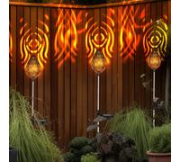 Lampada Solare a Spiedo Luce per Esterni LED Effetto Rame Acciaio Inox Garten 3x