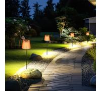Lampada Solare a Spiedo Luce per Esterni LED Simil Cristallo Ambra Nero 4er Set