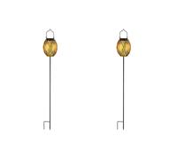 Lampada solare a spina lampada da giardino lampada a sospensione lampada da tavolo resistente alle intemperie picco di terra batteria ricaricabile, metallo oro nero, 1x LED bianco caldo, DxH 12,5x90cm