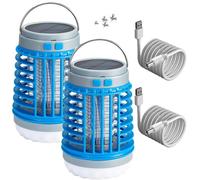 Lampada Solare Antizanzare, Antizanzare Portatile 3 in 1, Doppia Ricarica USB/Solare, Luce Esterna Impermeabile Ipx7, Antizanzare Dimmerabile Senza Fili (2pcs-Blue)