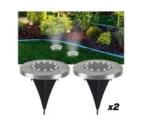 BEPER P207ILO020 2 Faretti Solari da giardino, Lampade a 12 LED impermeabili, illuminazione per vialetti e strade segnapassi, luci solari con sensore di luce integrato