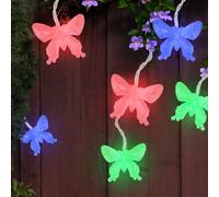 Lampada Solare Catena Luci per Esterni LED 10x RGB Farfalle Giardino L 470cm
