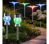 Lampada Solare Con Picchetto Libellula Cristallo Farfalla RGB LED Set Da 6 [EEK: Non valutato]