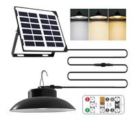 Lampada solare con telecomando, 3 temperature di colore, IP65, impermeabile, a sospensione per giardino e terrazza