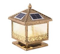 Lampada Solare da Esterno con Finitura Unica, Faro a pilastro Europeo, con Vetro Impermeabile, Industriale, per Giardino, Cortile, 1 Confezione.
