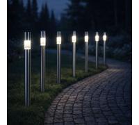 Lampada solare da esterno con picchetto da terra, lampada solare, in acciaio inox, lampada da strada, lampadina LED da 0,07 Watt, H 70 cm, set da 6