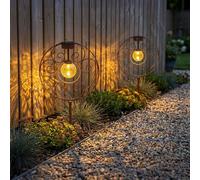 Lampada Solare Da Esterno Con Picchetto LED Sfera Di Vetro Metallo Set Di 2