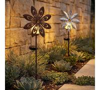 Lampada Solare Da Esterno Con Turbina E Cristalli Grigio Argento LED 2X [EEK: Non valutato]