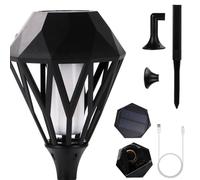 Lampada solare da esterno effetto fiaccola fiamma impermeabile vari montaggi