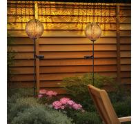 Lampada Solare Da Giardino LED Orientale In Rame A Sfera Set Di 2