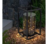 Lampada Solare Da Esterno Giardino LED Catena Di Luci Cilindro Nero L 17 Cm