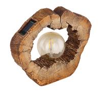 Lampada solare da esterno giardino luce solare LED lampada solare da esterno decorazione da giardino albero disco effetto legno marrone, plastica, 1x LED bianco caldo, LxLxA 30,5x8,5x25,5 cm