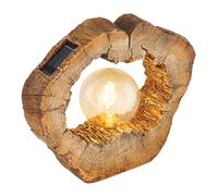 Lampada solare da esterno giardino luce solare LED lampada solare da esterno decorazione da giardino albero disco effetto legno marrone, plastica, 1x LED bianco caldo, LxLxA 30,5x8,5x25,5 cm