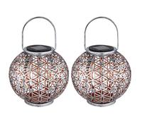 Lampada solare da esterno lampada solare a LED orientale lanterna solare da esterno, effetto luce fiore della vita, 1x LED bianco caldo, DxH 20x29 cm, terrazza giardino, set di 2