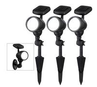 Lampada solare da esterno Lampada solare da giardino Lampada solare da presa, IP44 Faretto mobile con batteria a picchetto, Nero, 1x LED bianco caldo, LxH 8,5x17 cm, set da 3
