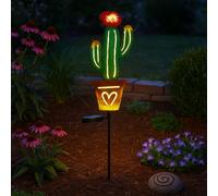 Lampada Solare Da Esterno LED Cactus Decorativa Per Giardino 80Cm