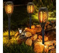 Lampada Solare Da Esterno LED Effetto Luce Effetto Fuoco Con Picchetto 3x